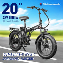 1000W Fold Electric Bicycle 48V12.5AH Fat Tire Ebike 20" Mountain Bike