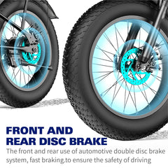 1000W Fold Electric Bicycle 48V12.5AH Fat Tire Ebike 20" Mountain Bike