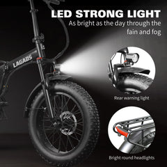 1000W Fold Electric Bicycle 48V12.5AH Fat Tire Ebike 20" Mountain Bike